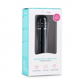 Черный мини-вибратор Diamond Vibrator со стразами - 11,4 см.