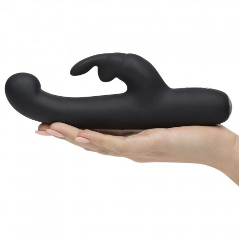 Чёрный вибратор Slimline G-Spot Rechargeable Rabbit Vibrator - 24,1 см.